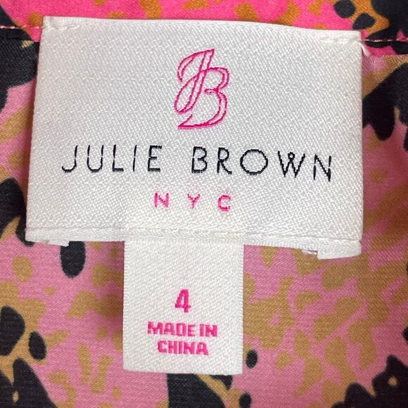 Julie Brown NYC Button Up Hidden Placket Shirt Size 5 Reptile Pink Black - Picture 8 of 9